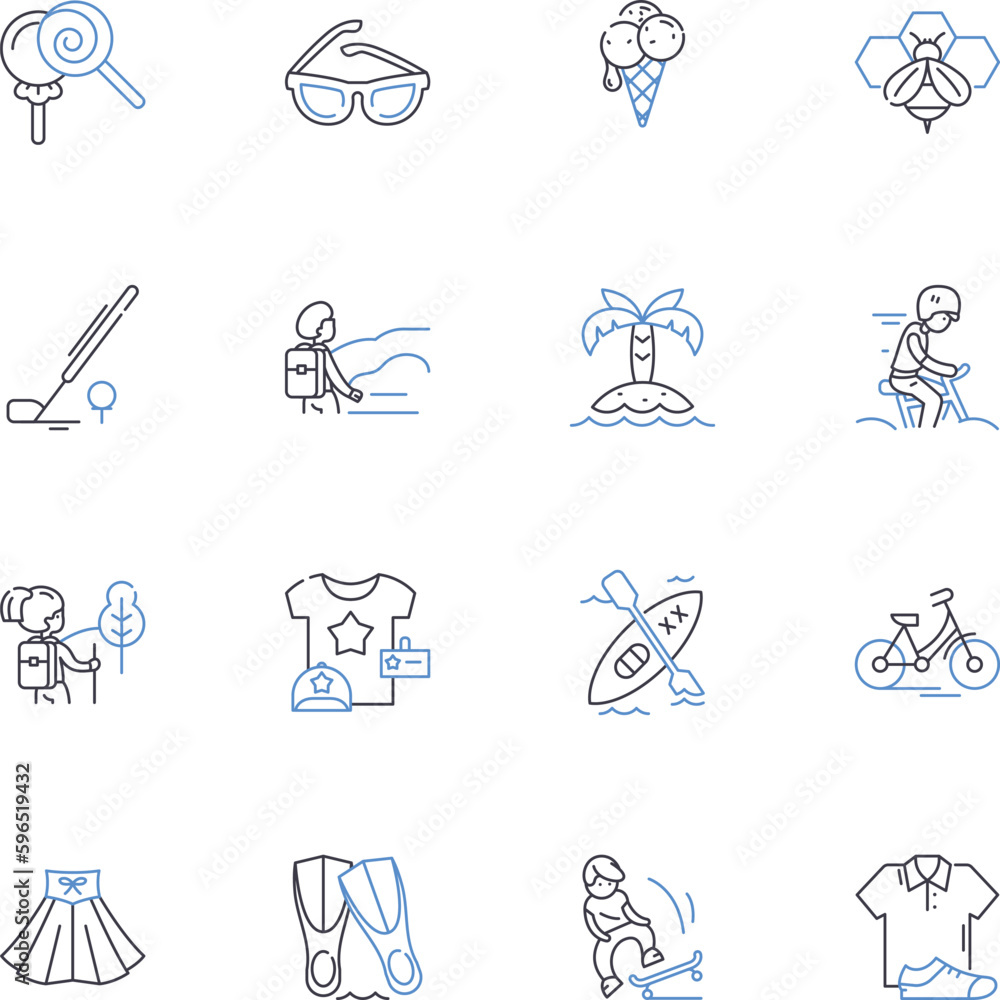 Tropical weather line icons collection. Humidity, Sunshine, Monsoons, Hurricane, Rainfall, Flooding, Storms vector and linear illustration. Heatwave,Tides,Severe outline signs set Generative AI