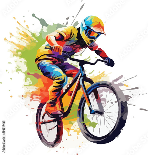 illustration man riding a bike for t shirt design © dejanira