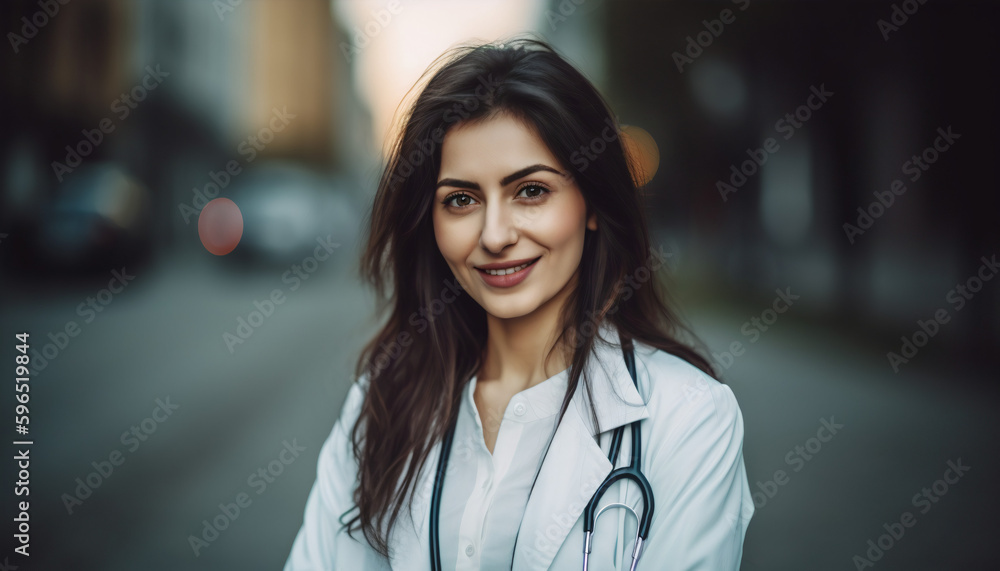 Female Doctor with Stethoscope: Providing medicine and Healthcare Services Female Doctor with Stethoscope: Providing medicine and Healthcare Services