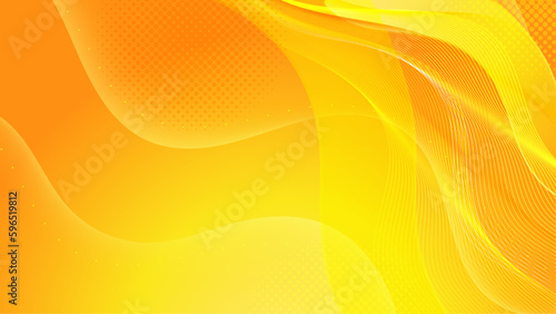 Bright sunny yellow wave abstract background. Modern lemon orange color. Fresh business banner for sales, event, holiday, party, halloween, birthday, falling. Fast moving 3d lines with soft shadow