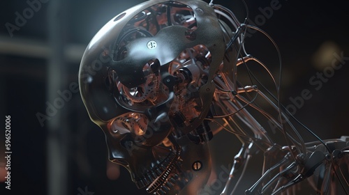 robot brain processes information, digital art illustration, Generative AI © Artcuboy