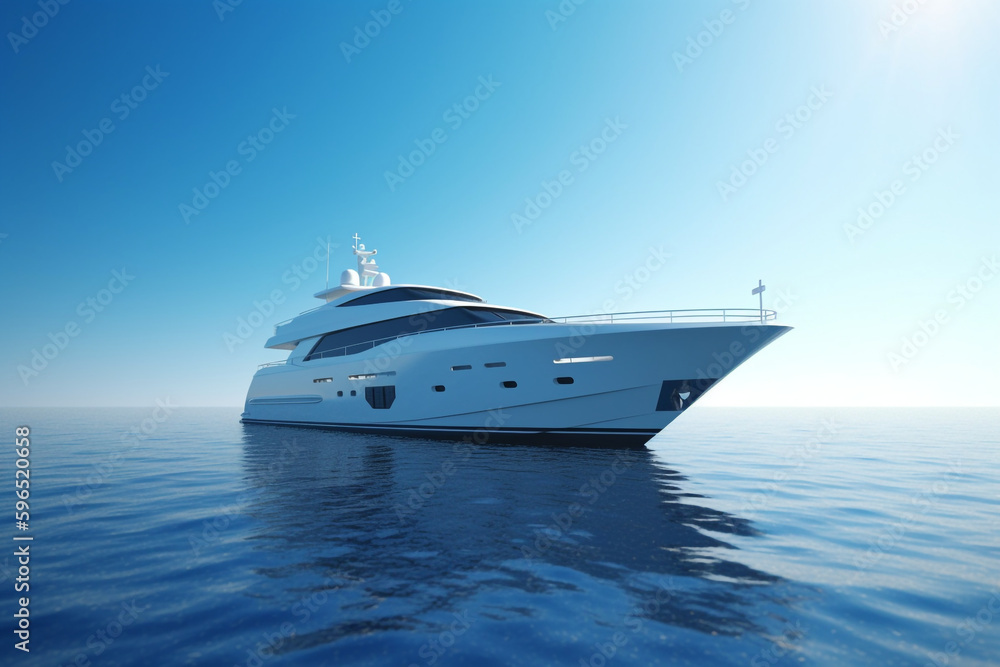 yacht at sea with clear blue skies, Generative AI	