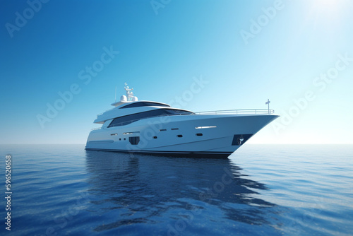 yacht at sea with clear blue skies, Generative AI 