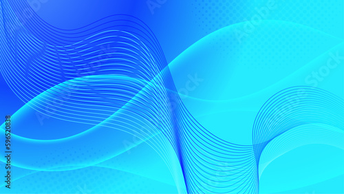 Abstract wave element for design. Digital frequency track equalizer. Stylized line art background. Blue shiny wave with lines created using blend tool. Curved wavy line  smooth stripe Vector