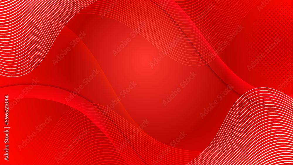 Fototapeta premium Abstract background with sun rays, wavy pattern and grunge elements in saturated red. Great for autumn themes. No transparencies.
