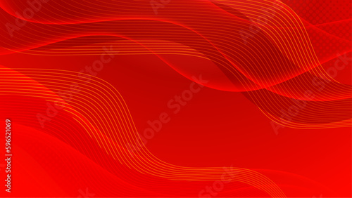 Abstract wave element for design. Digital frequency track equalizer. Stylized line art background. Red shiny wave with lines created using blend tool. Curved wavy line  smooth stripe Vector