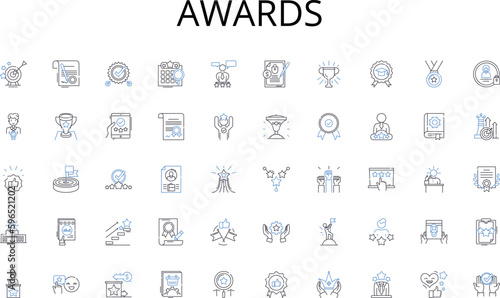 Awards line icons collection. Indexing, Filing, Categorizing, Organizing, Record-keeping, Archiving, Cataloguing vector and linear illustration. Tracking,Retrieval,Management outline Generative AI