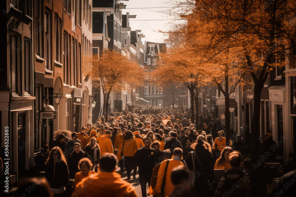 Obraz premium Koningsdag: A Time for Unity and National Pride in the Netherlands AI Generated
