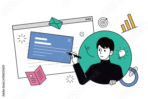 Vector illustration of creative web design. Creative concept for web banner, social media banner, business presentation, marketing material.