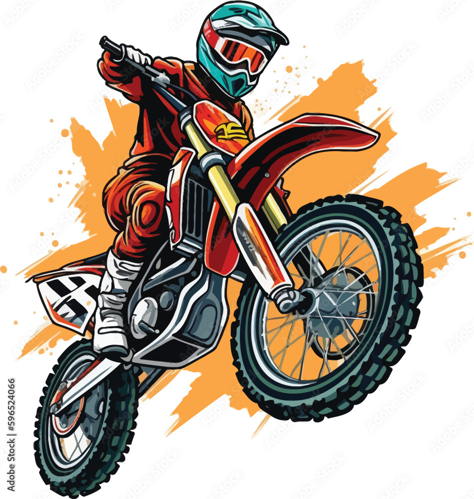 man ride motocross for t shirt design - obrazy, fototapety, plakaty 