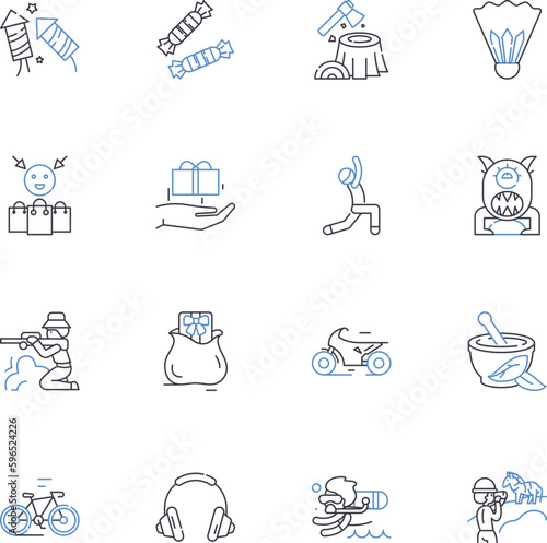 Leisure sector line icons collection. Recreation, Entertainment, Hospitality, Tourism, Amusement, Relaxation, Gamification vector and linear illustration. Adventure,Outdoors,Culture Generative AI