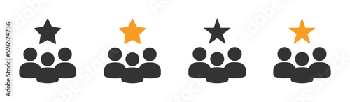  Customer loyalty or retention icons with star vector signs. concept of positive testimonial for great effective business