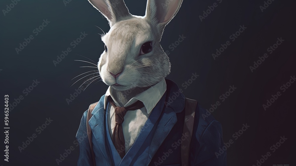 anthropomorphic stylish rabbit, digital art illustration, Generative AI