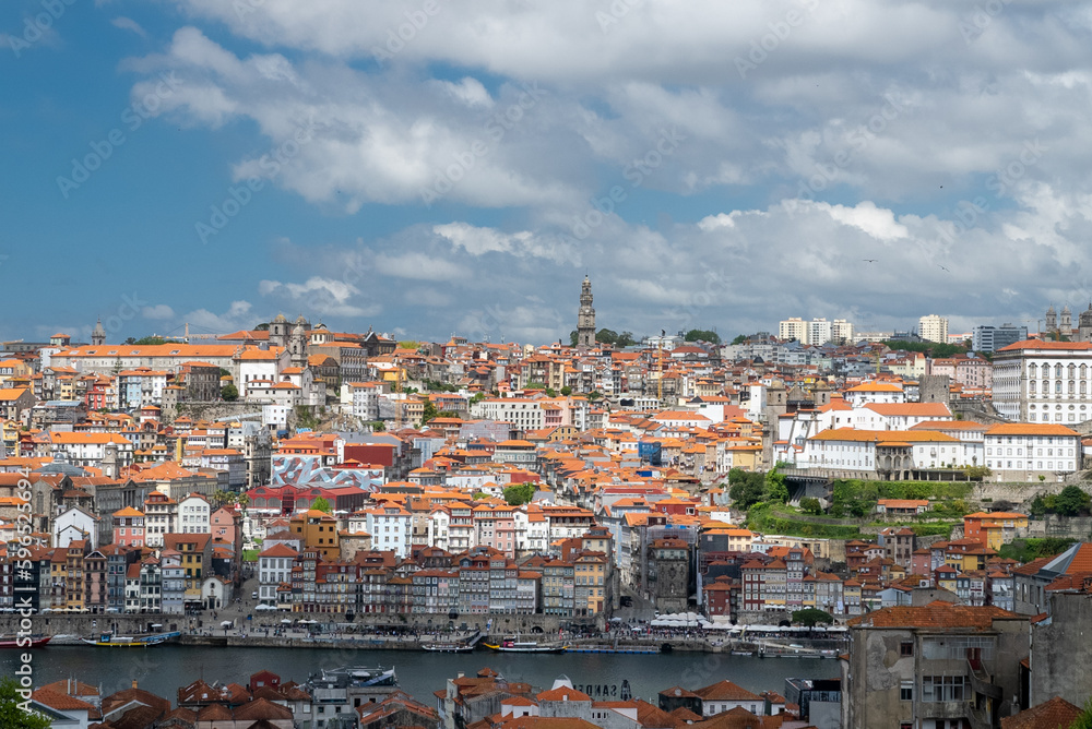 Oporto, Portugal. April 13, 2022: Panoramic landscape of the city of Porto and its architecture.