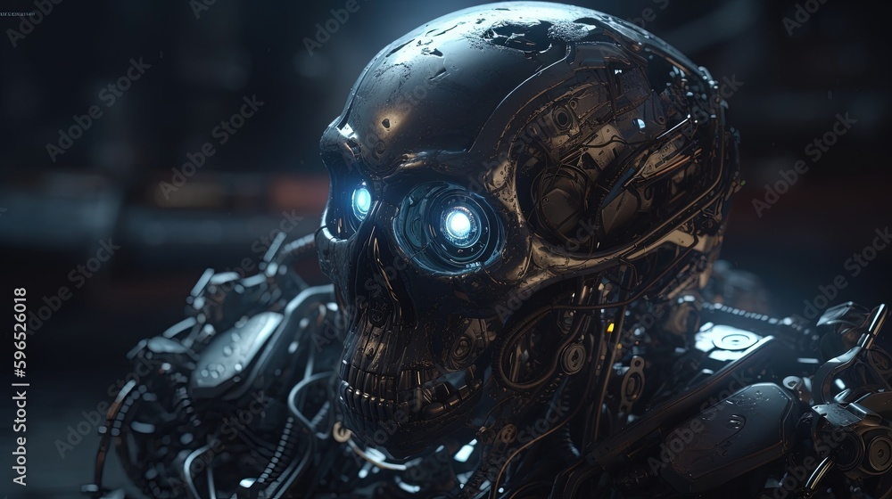 Fototapeta premium poison robot, digital art illustration, Generative AI