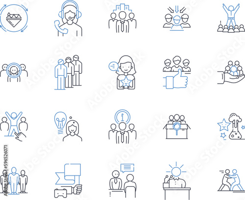 Competency mapping line icons collection. Skills, Proficiency, Abilities, Performance, Aptitude, Knowledge, Talent vector and linear illustration. Efficiency,Capability,Expertise outline Generative AI