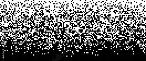 Pixelated halftone gradient noise. Fading pixel texture. Dissolving black and white wallpaper. Vector background
