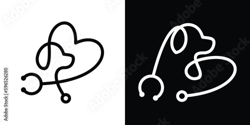 logo design dog and love icon animal pet line vector illustration