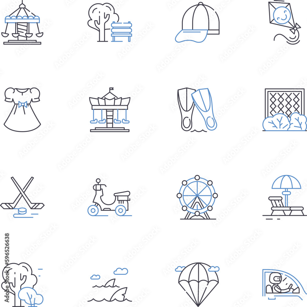 Paddleboarding line icons collection. Balance, Floating, Paddle, Relaxing, Glide, Fun, Adventure vector and linear illustration. Zen,Serene,Exercise outline signs set Generative AI