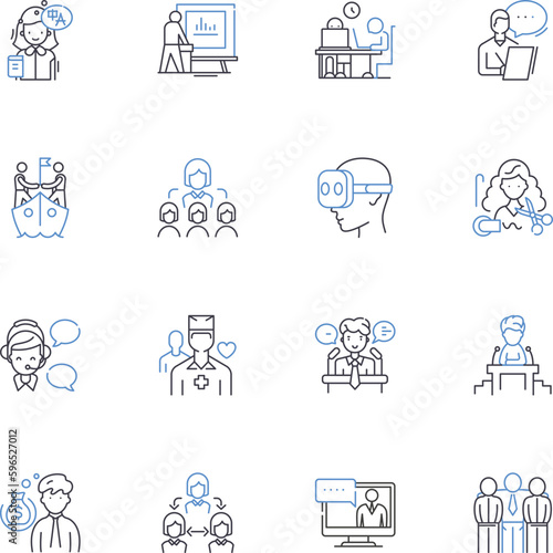 Labor line icons collection. Work, Employment, Occupation, Industry, Career, Job, Trade vector and linear illustration. Craftsmanship,Skilled,Manual outline signs set Generative AI