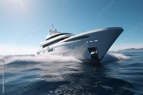 yacht cruising on the sea, Generative AI   © Jhati