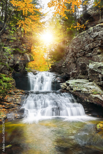 Maine New England Water Fall in Autumn - Grafton Notch State Park