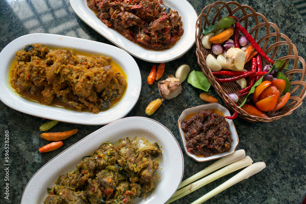 spices and herbs on white background