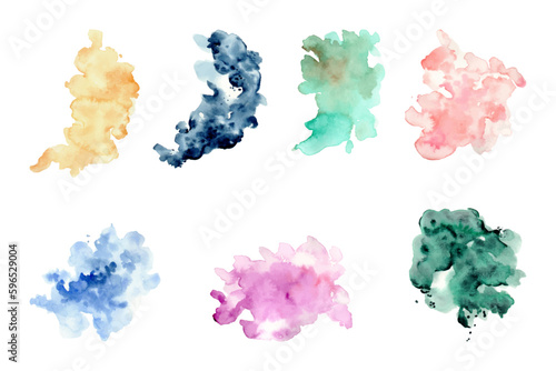 Collection of colorful abstract watercolor splashes