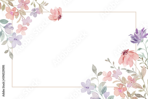 Watercolor peach purple wildflower frame