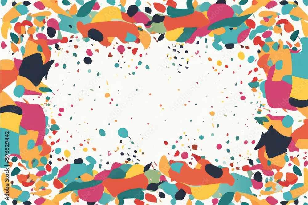 Fototapeta premium Party Perfect: How to Use a Colorful Confetti Border Frame to Spruce Up Your Decor AI Generated
