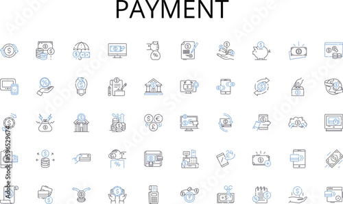 Payment line icons collection. Revenue, Income, Returns, Earnings, Gain, Profitability, Lucrative vector and linear illustration. Wealth,Net,Margin outline signs set Generative AI © michael broon