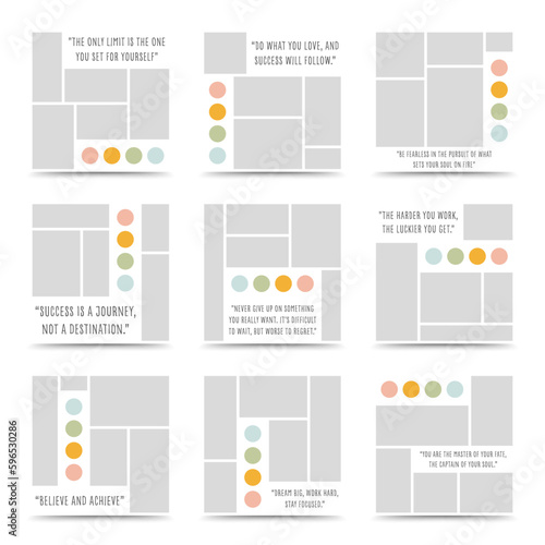 Moodboard template. Photo collage layout. Minimalist Moodboard.