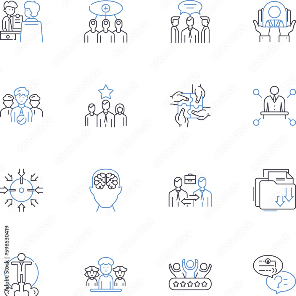 Manipulation innovation line icons collection. Adaptation, Deception, Influence, Creativity, Control, Psychological, Persuasion vector and linear illustration. Generative AI