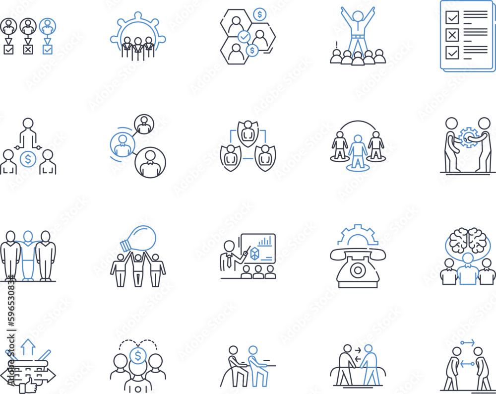 Administrative staff line icons collection. Receptionist, Secretary, Assistant, Coordinator, Clerk, Organizer, Support vector and linear illustration. Officer,Manager,Executive outline Generative AI