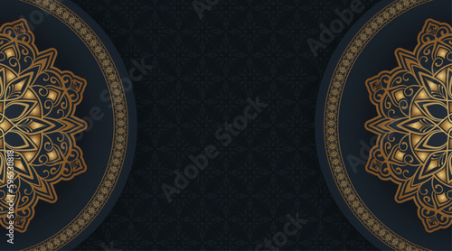 Gray background with golden mandala ornament