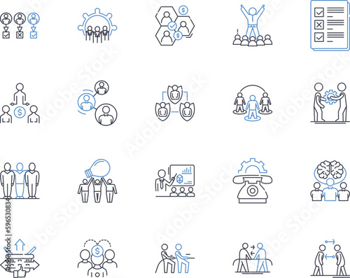 Administrative staff line icons collection. Receptionist, Secretary, Assistant, Coordinator, Clerk, Organizer, Support vector and linear illustration. Officer,Manager,Executive outline Generative AI