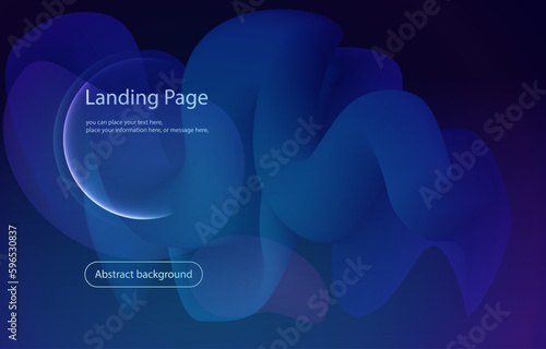 Abstract landing page blue vector illustration background with circles