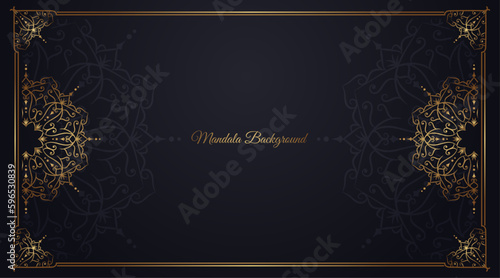 luxury mandala background, black and gold, design vector