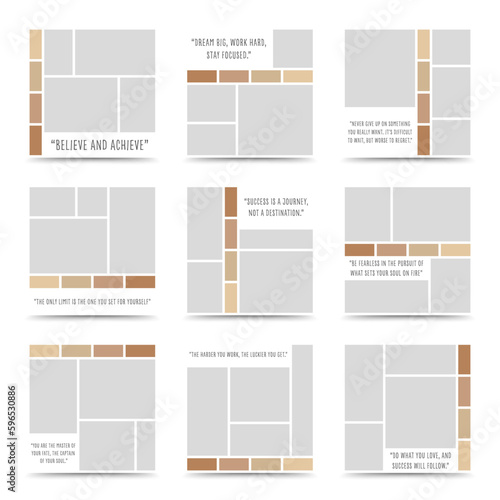 Moodboard template. Photo collage layout. Minimalist Moodboard.