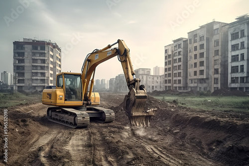 Real estate construction site excavator