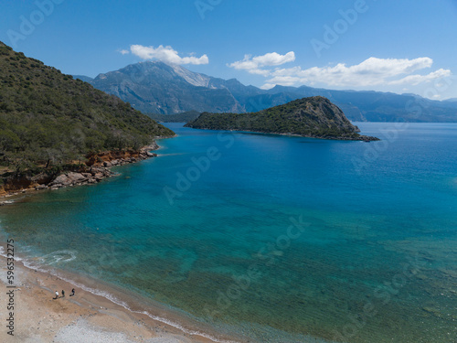 Gemile Island Drone Photo, Aegean Islands Fethiye Beachs, Mugla Turkiye