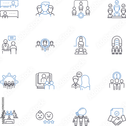Contract Debate line icons collection. Agreement, Controversy, Legal, Obligation, Negotiation, Enforcement, Ambiguity vector and linear illustration. Conflict,Stipulation,Compromise Generative AI