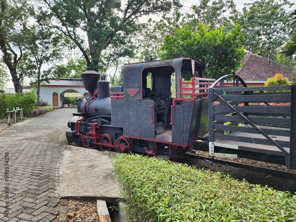 Fototapeta premium An old train in the city's amusement park 
