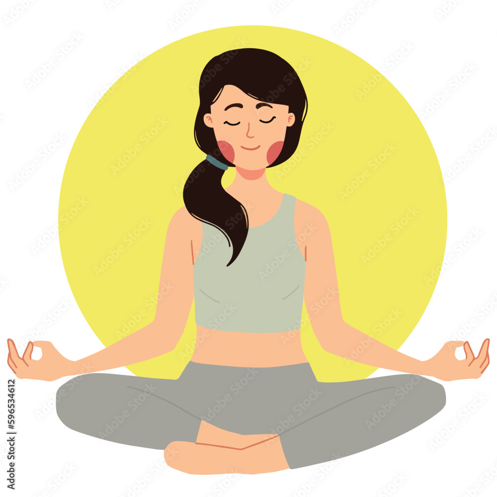 Woman doing Yoga Namaste pose exercise illustration