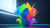 AI generated elegant abstract illustration of a colorful neon fluid explosion