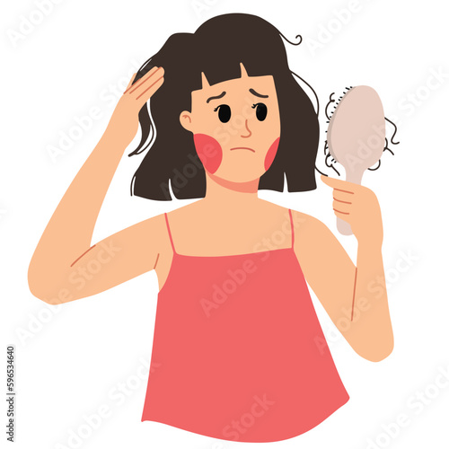 woman loose her hair illustration