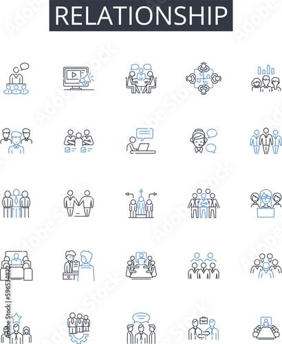 Relationship line icons collection. Friendship, Kinship, Partnership, Collaboration, Connection, Association, Alliance vector and linear illustration. Bonding,Camaraderie,Fellowship Generative AI