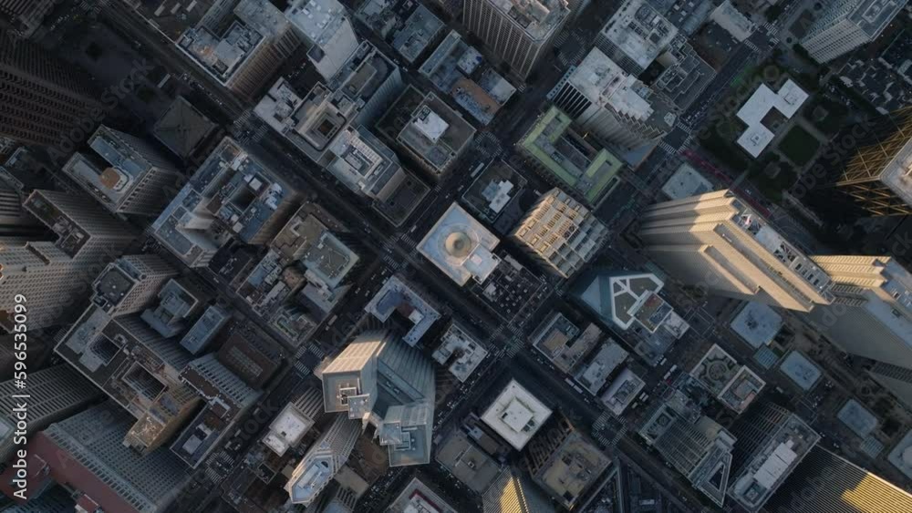 Birds eye shot of high rise office or residential buildings in city center. Birds eye shot of high rise office or residential buildings in city center.