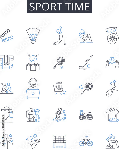 Sport time line icons collection. Pastime, Athleticism, Games, Recreation, Exercise, Leisure, Activity vector and linear illustration. Amusement,Pursuit,Playtime outline signs set Generative AI