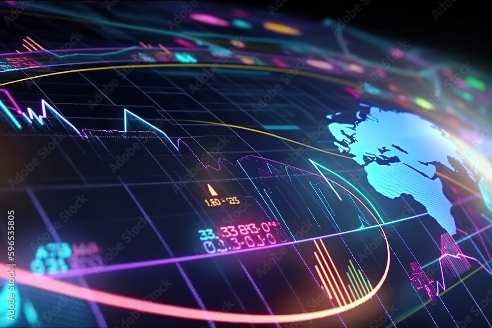 Obraz premium Stock market map transaction analysis investment finance, stock market financial or foreign exchange chart market chart crisis losses, growth income and profits win the trend